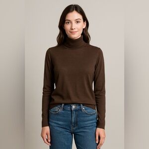 Gio Villani Italy Brown 100% Fine Merino Wool Turtleneck Sweater Sz M EUC